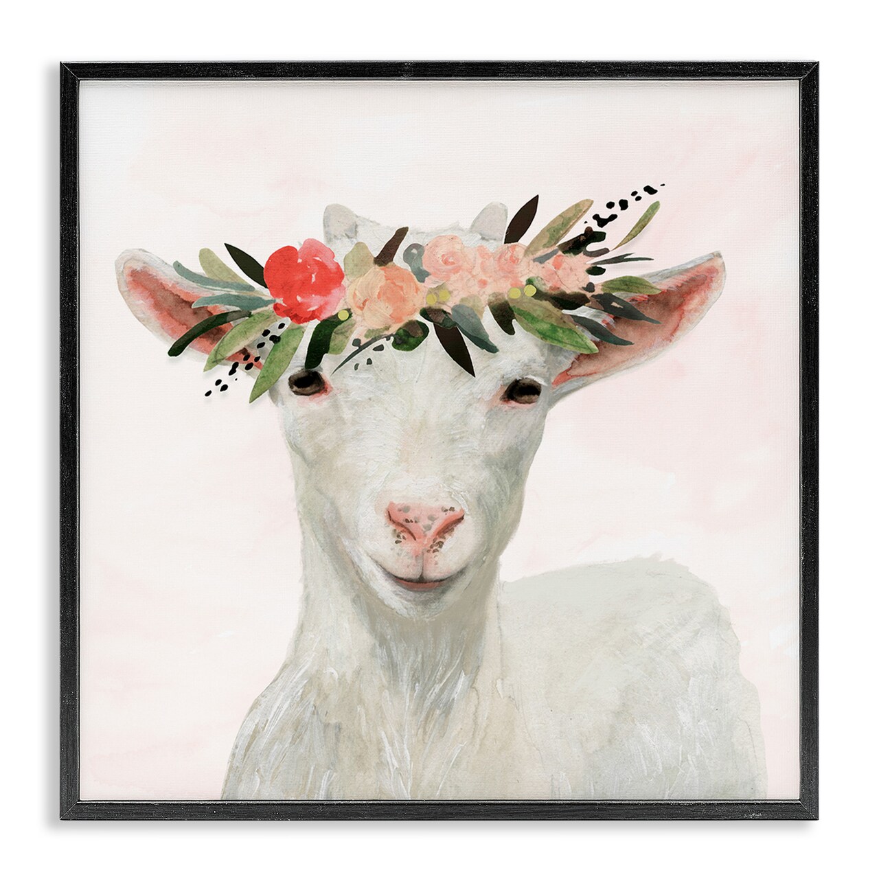 Stupell Industries Springtime Flower Crown Baby Goat Framed Giclee Art